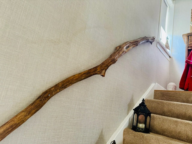 Natural Driftwood Tree Branch Handrail – Sculptural Rustic Wooden Stair Rail