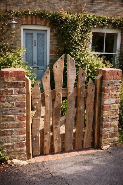 Rustic Waney Oak Garden Gate – Handmade Solid Oak Cottage Gate
